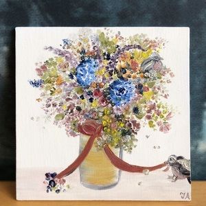 Ribbon Tugger Signed Oil Painting on Canvas  Original Art